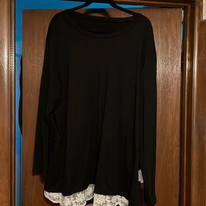 Size 3XL black long sleeve shirt with lace